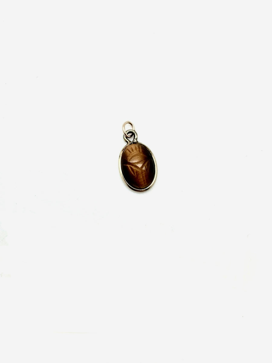 Vintage Tiger's Eye, Gold Filled Scarab Charm - Stone Cooper