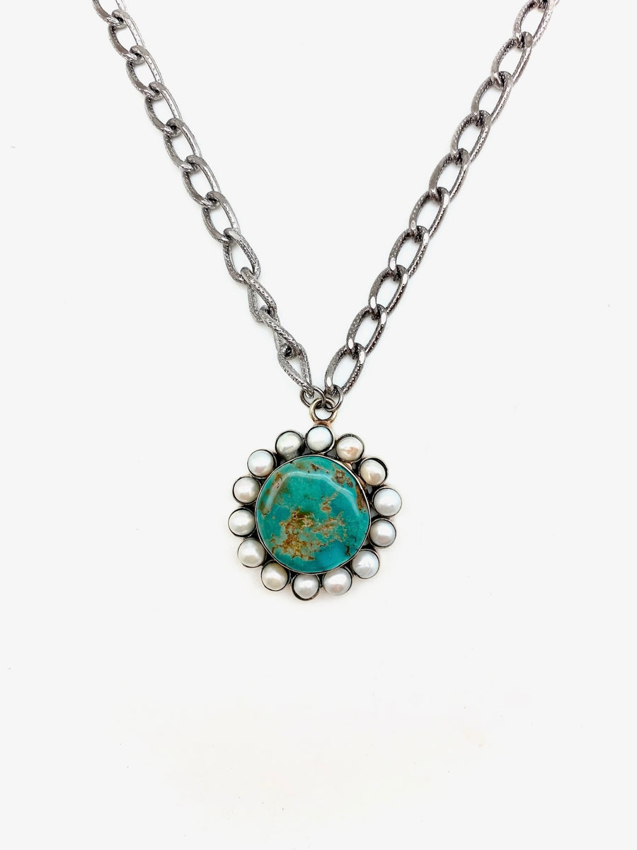 Turquoise & Pearl Tillie Necklace - Stone Cooper
