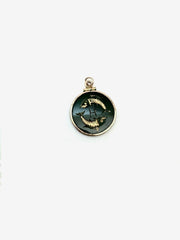Vintage Gold-Filled Spinach Jade Intaglio Pisces Charm - Stone Cooper