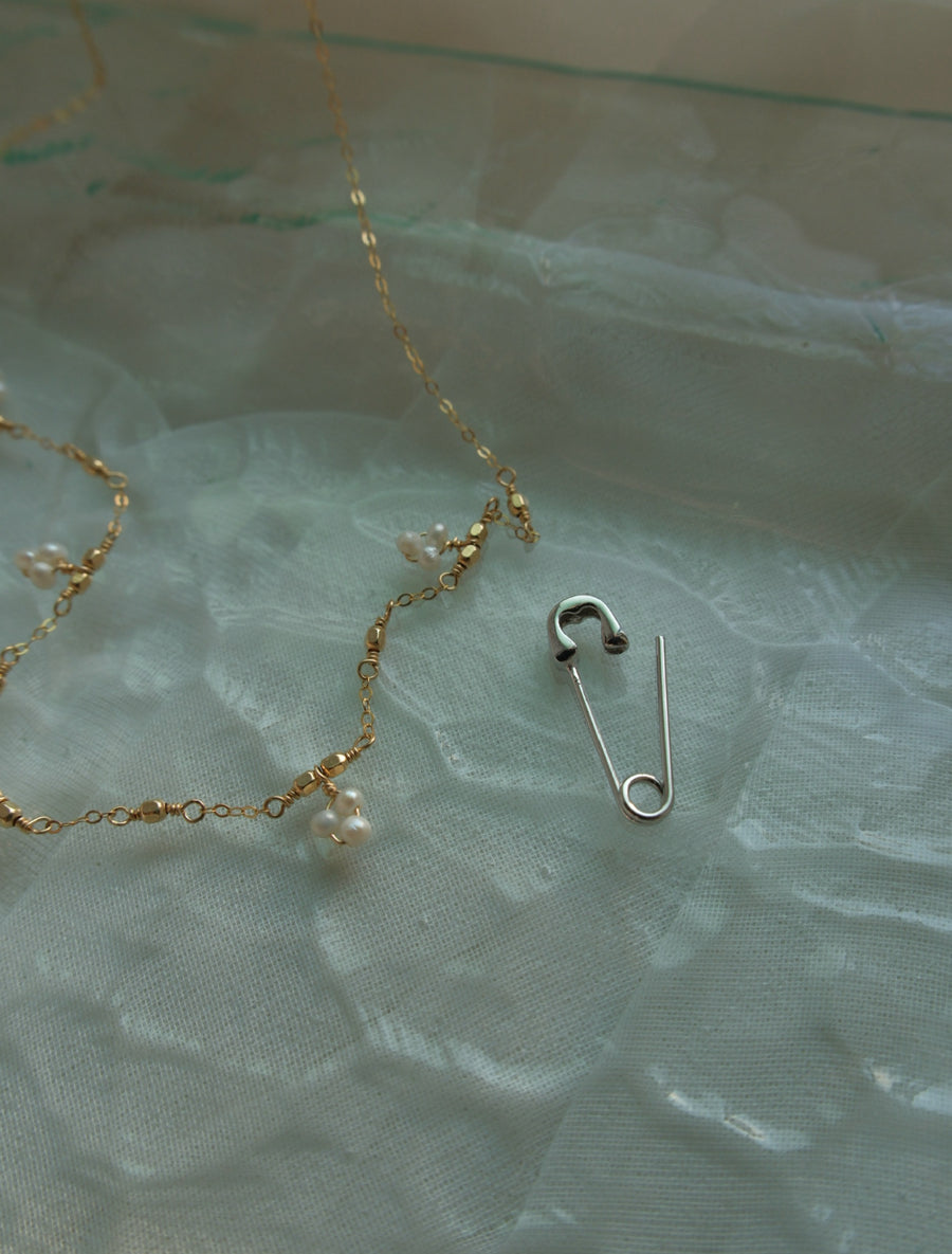 Sterling Safety Pin Earring - Stone Cooper