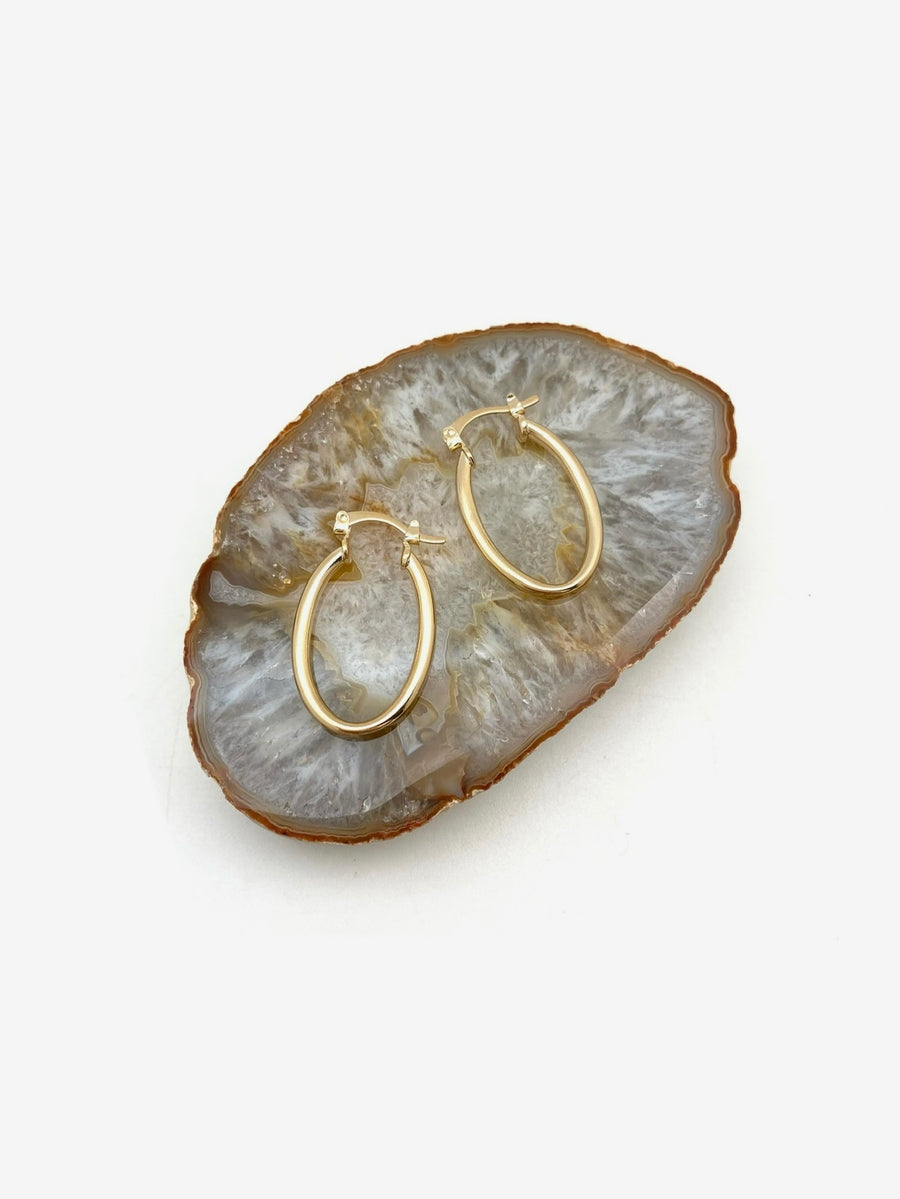 Gold Oval Hoops - Stone Cooper