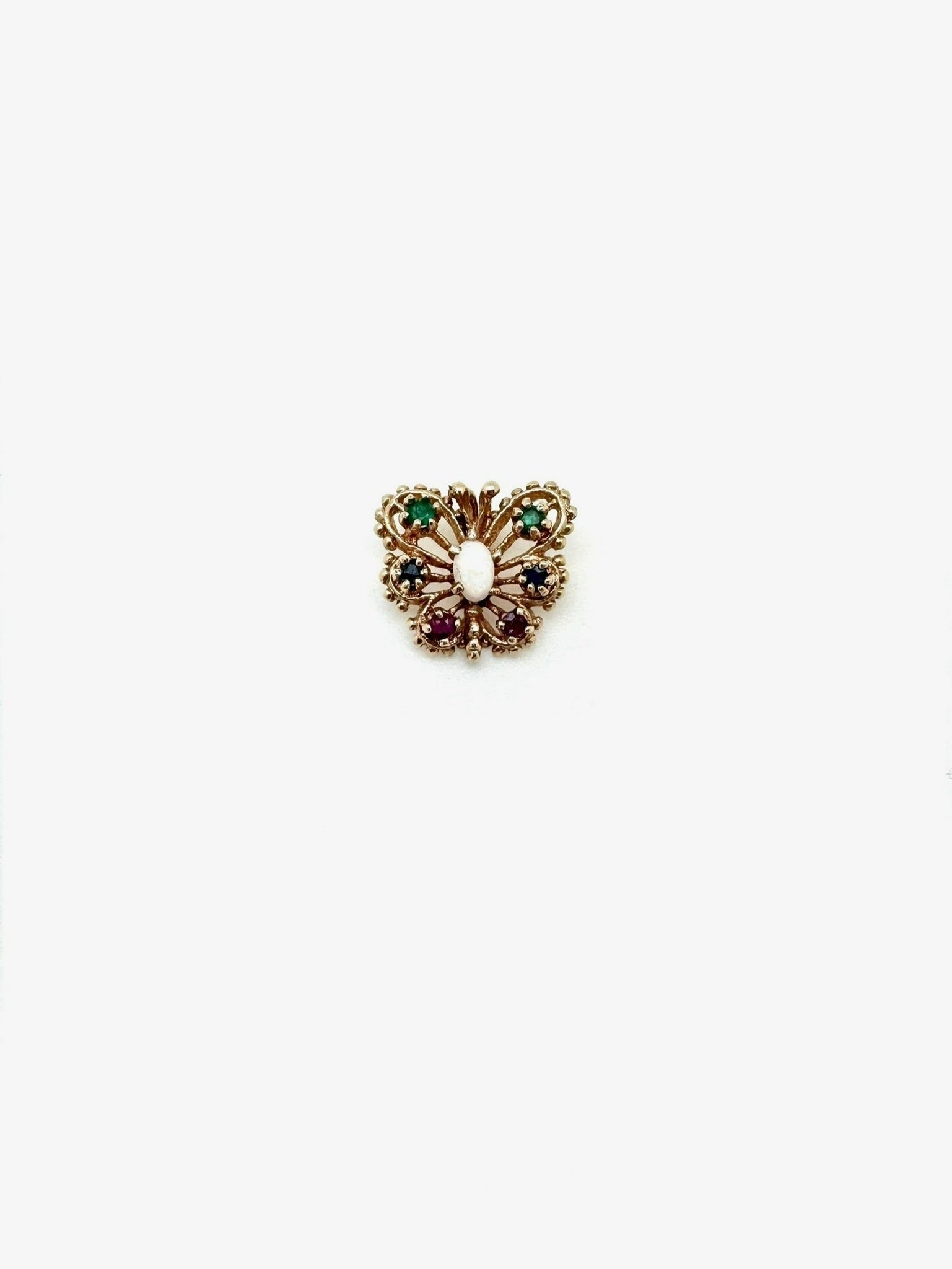 14K Opal Gemstone Butterfly Charm - Stone Cooper