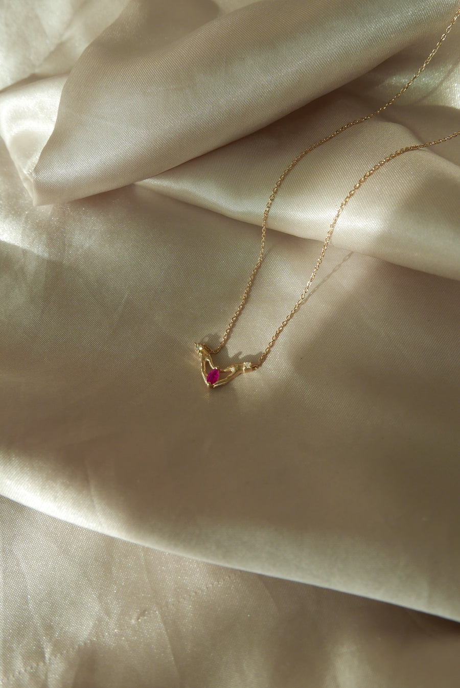 Selma Ruby and Diamond Necklace (14K or .925) - Stone Cooper