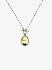 Vintage Gold Fill Oval Diamond Locket Toggle Necklace - Stone Cooper