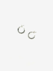 Sterling Silver Braided Chain Hoops - Stone Cooper