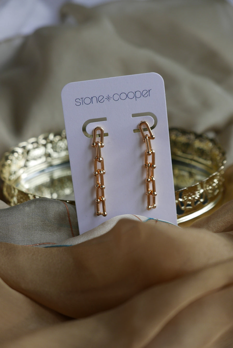 Chain-Link Gold Fill Earrings - Stone Cooper