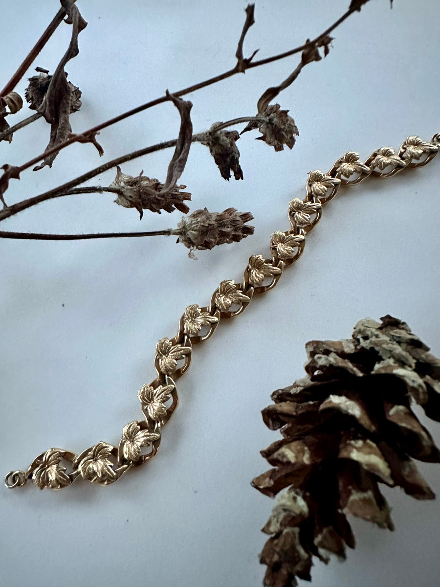 Anjeli Vintage Gold-Fill Leaf Bracelet - Stone Cooper