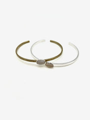 Opal Everyday Cuff, Silver or Brass - Stone Cooper