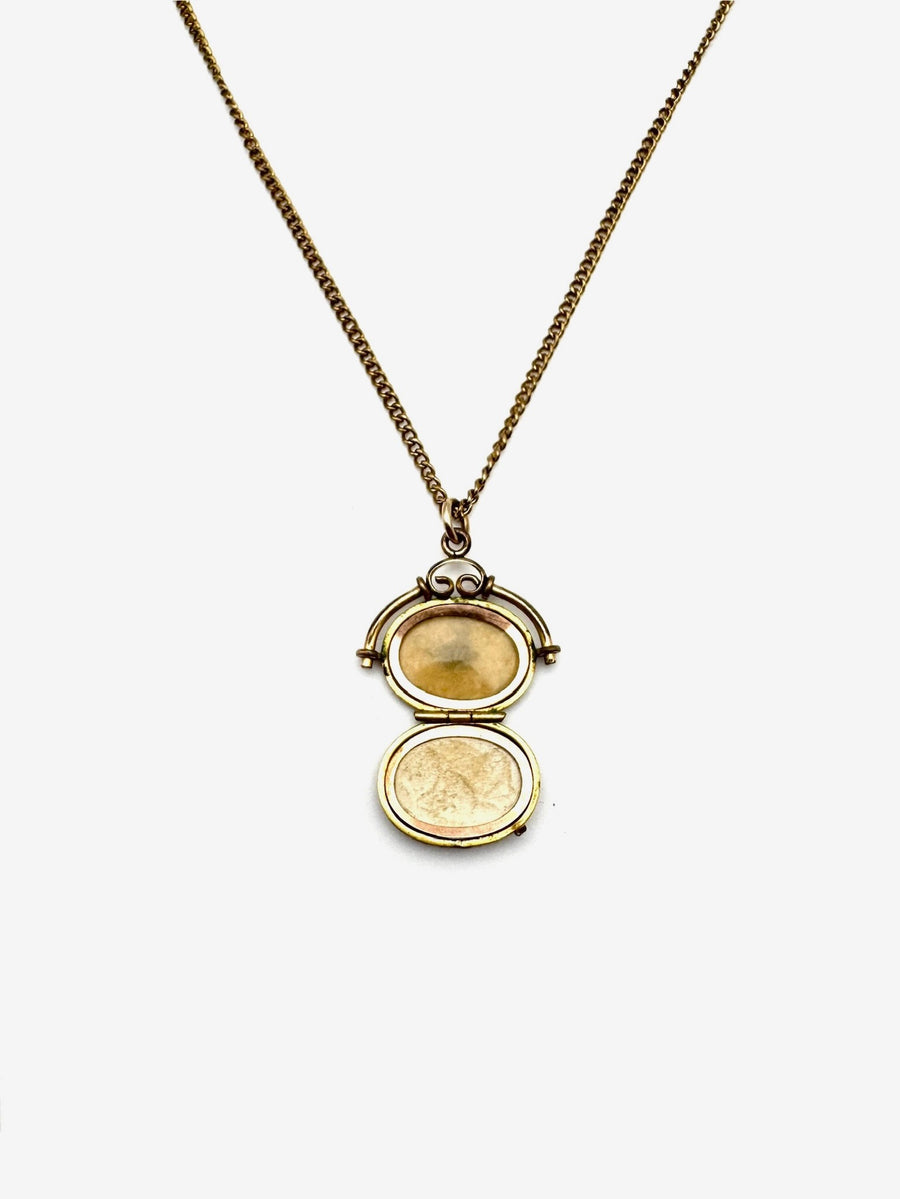Victorian Engraved Oval Fob Locket - Stone Cooper