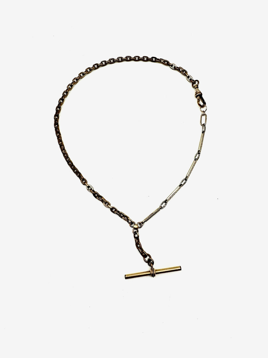 Cecil Antique T-Bar Watch Chain Necklace - Stone Cooper