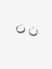 Sterling Silver Braided Chain Hoops - Stone Cooper