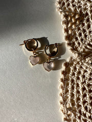 Heartfelt Rose Quartz Hoops - Stone Cooper
