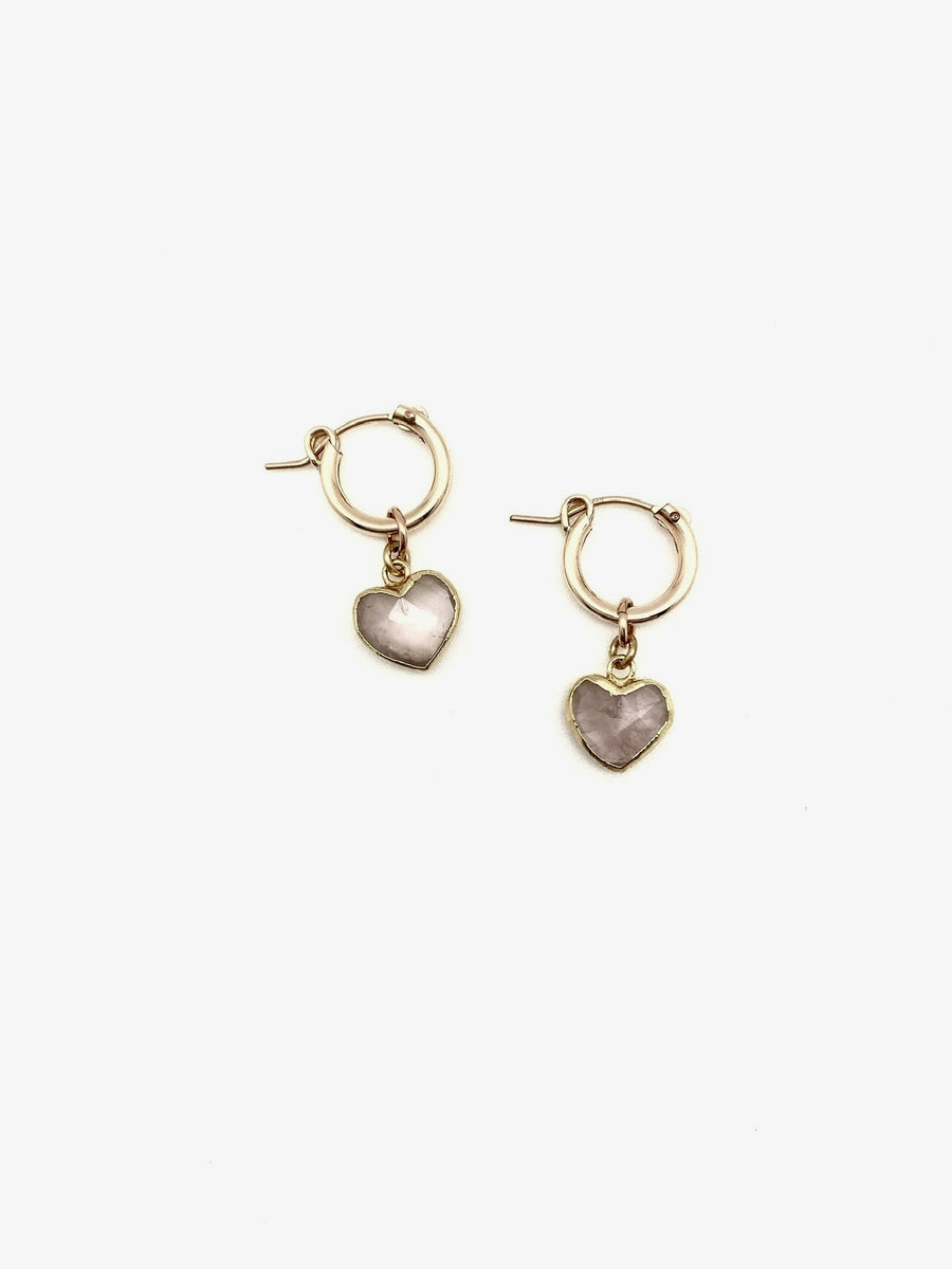 Heartfelt Rose Quartz Hoops - Stone Cooper