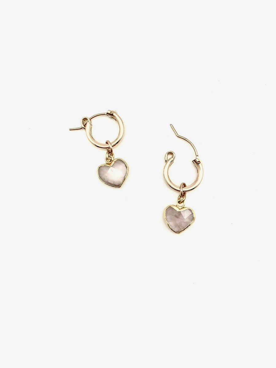 Heartfelt Rose Quartz Hoops - Stone Cooper