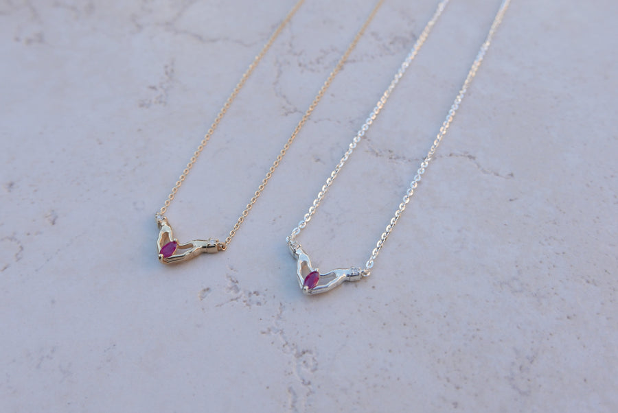 Selma Ruby and Diamond Necklace (14K or .925) - Stone Cooper