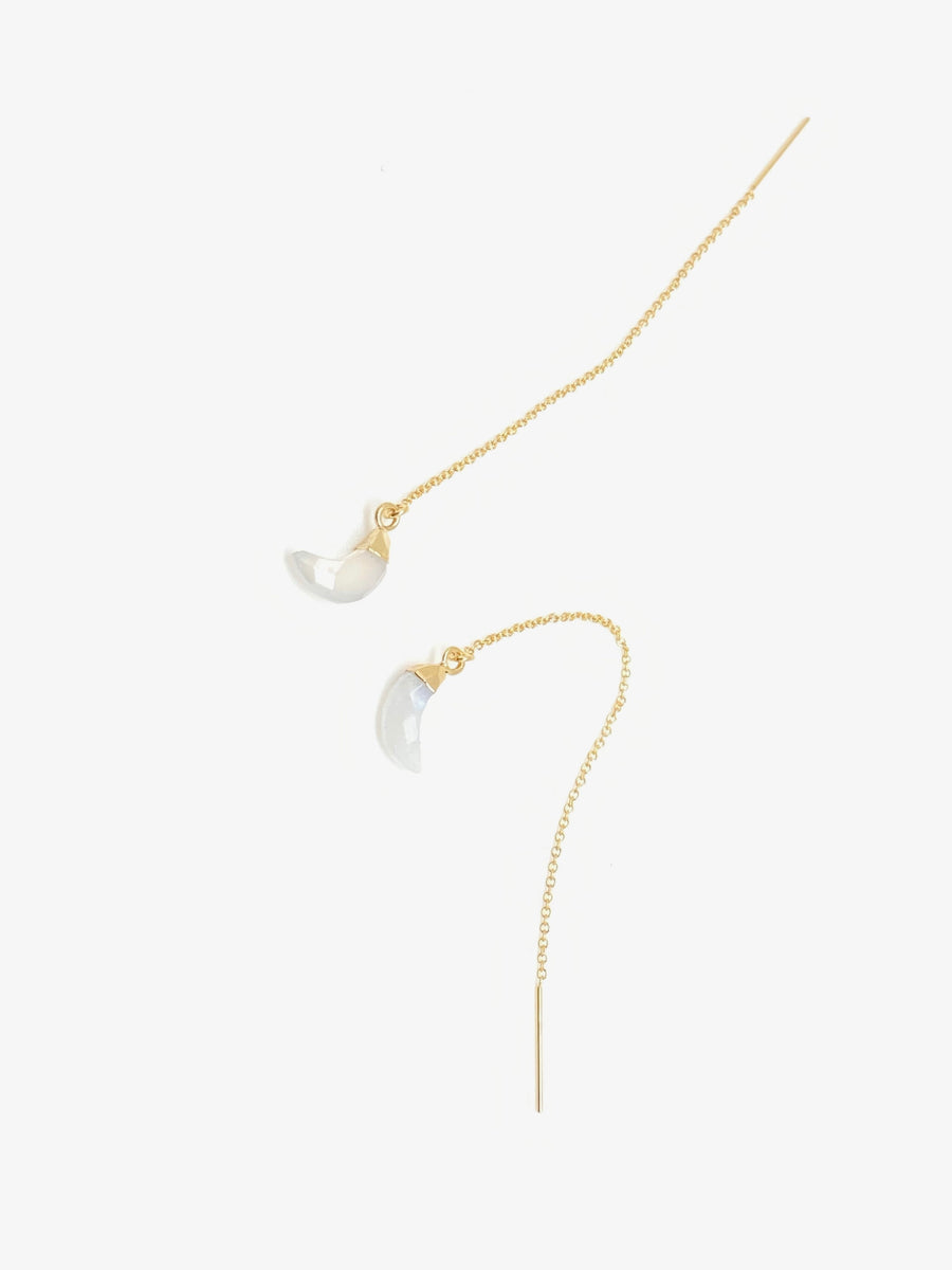 Luna Moonstone Gold Ear Threader - Stone Cooper