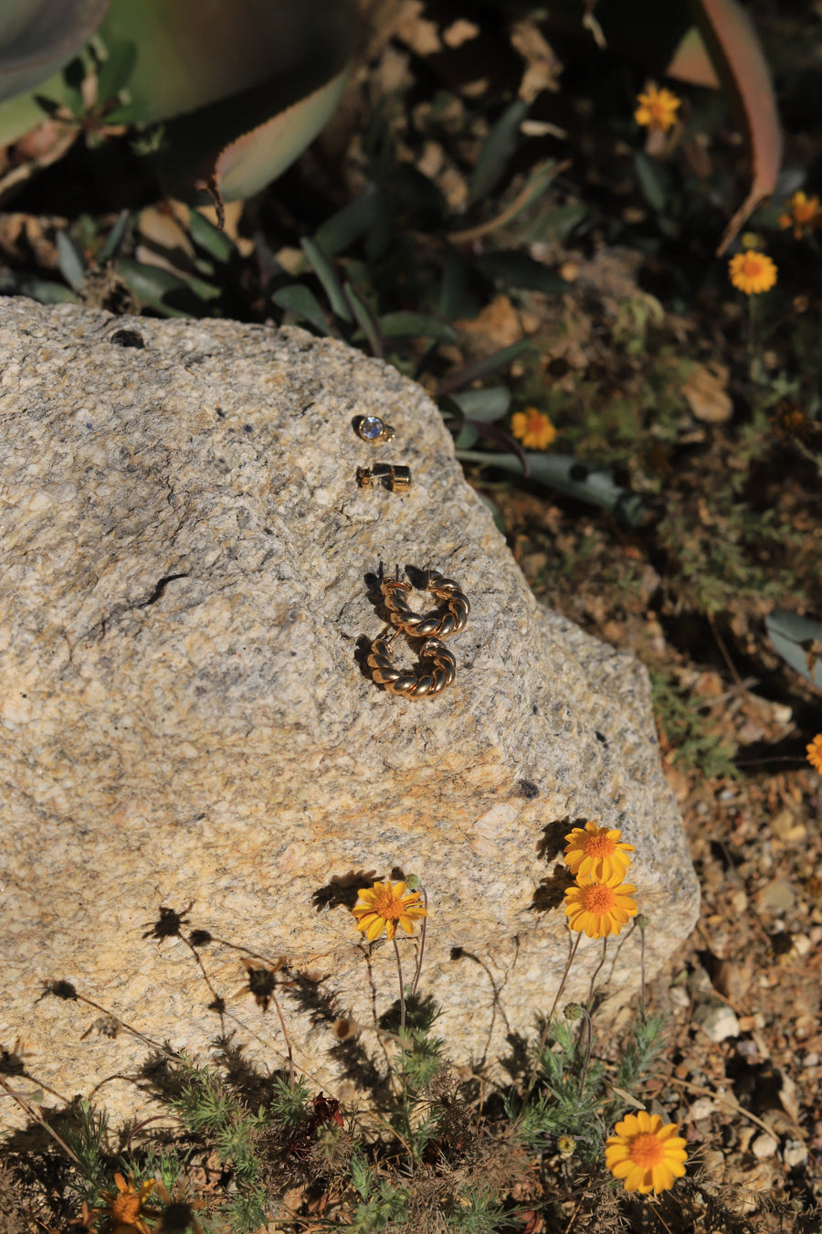 Gold Twist Hoops - Stone Cooper