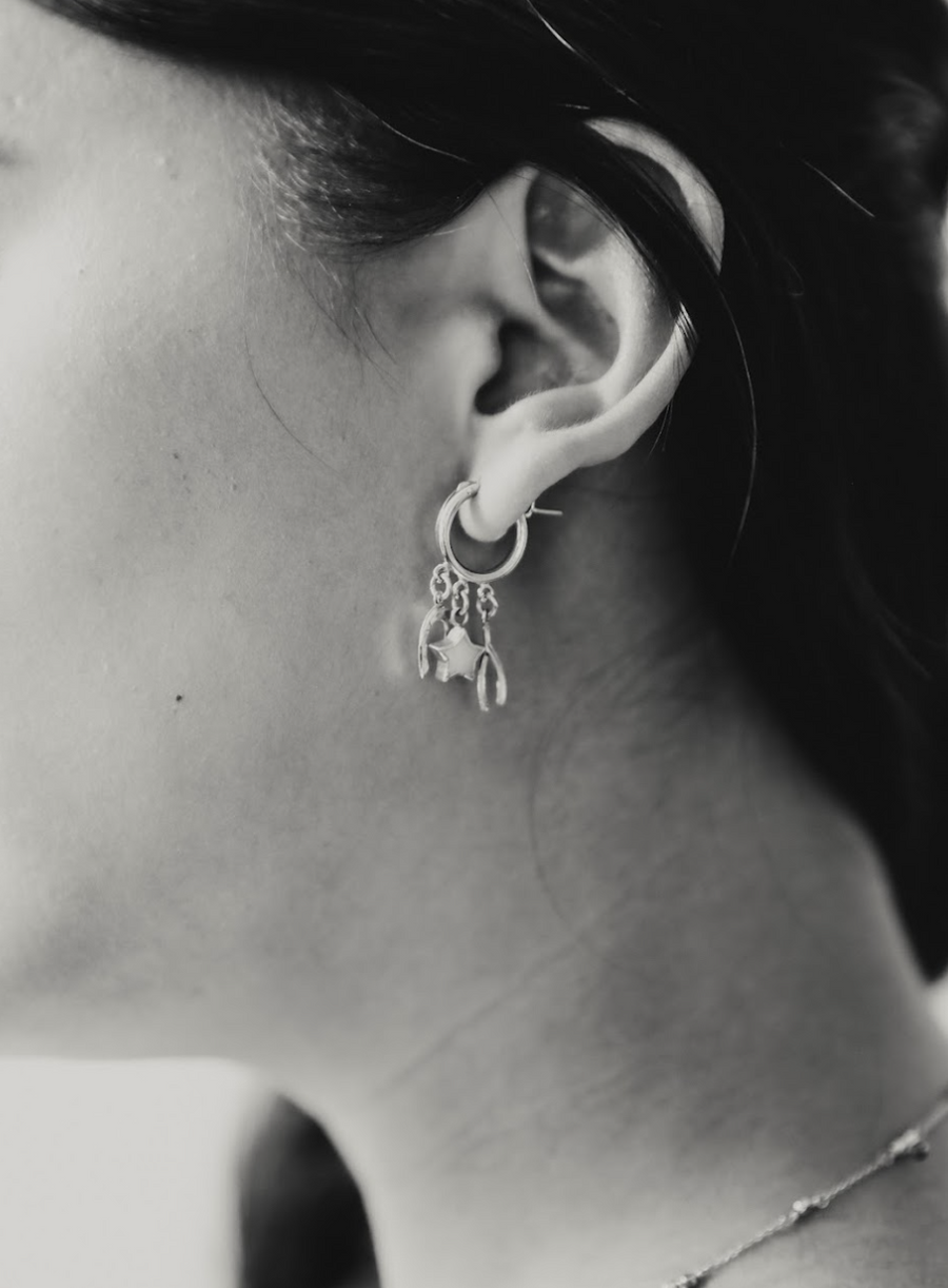 Lucky Charm Mother of Pearl Hoops - Stone Cooper