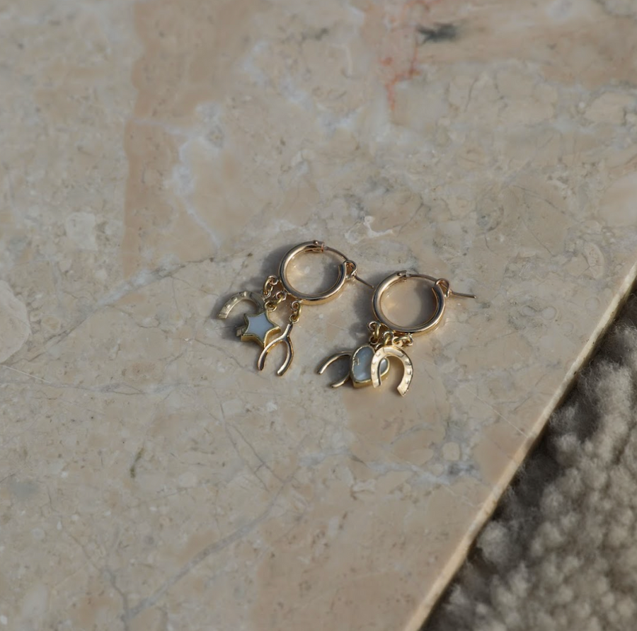 Lucky Charm Mother of Pearl Hoops - Stone Cooper