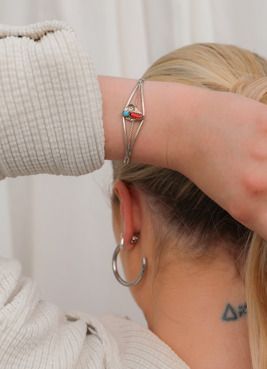 Keren Turquoise & Coral Cuff - Stone Cooper