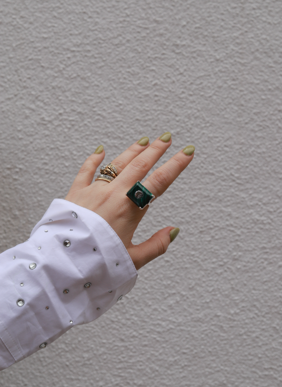 Malachite & Herkimer Earnest Ring - Stone Cooper