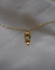 14K Opal Owl Charm with Diamond Eyes - Stone Cooper