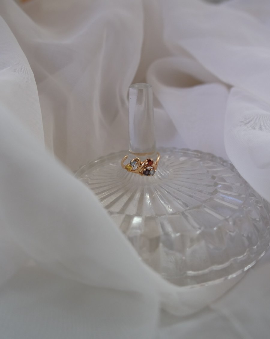 Vintage Rainbow Gemstone Ring 10K (6.5) - Stone Cooper