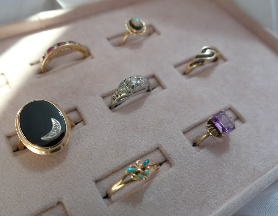 Onyx Diamond Moon Ring 10K (6.5) - Stone Cooper