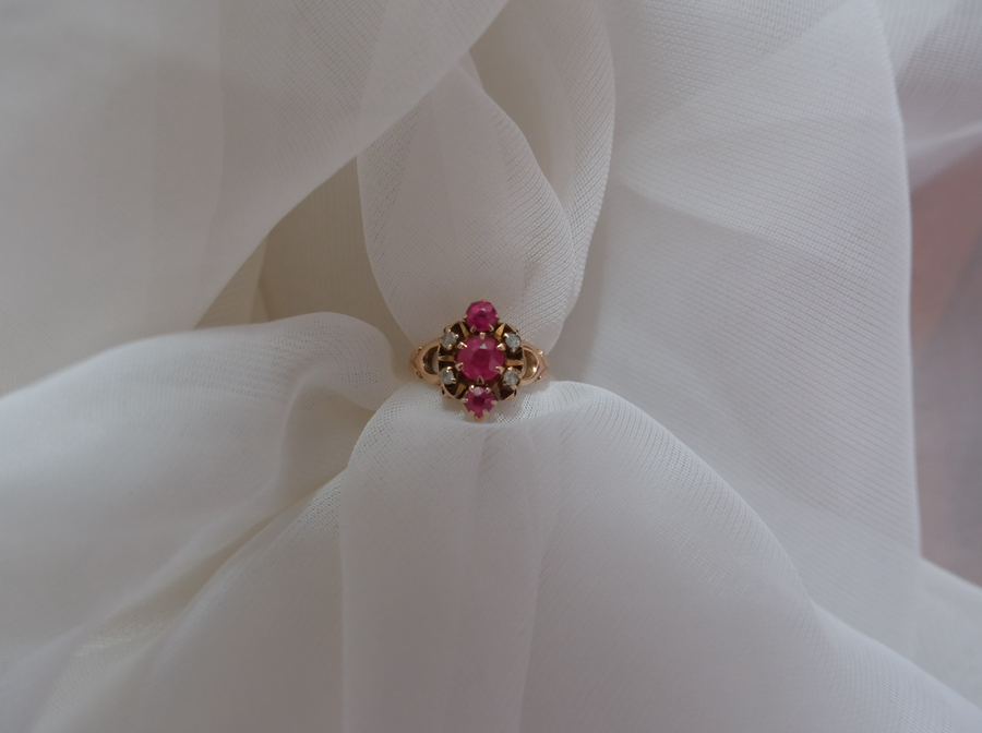 Victorian 9K Ruby, Diamond Ring (4) - Stone Cooper