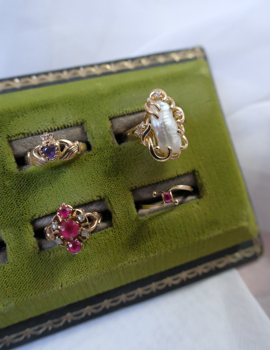 14K Baroque Pearl and Diamond Ring (4.5) - Stone Cooper