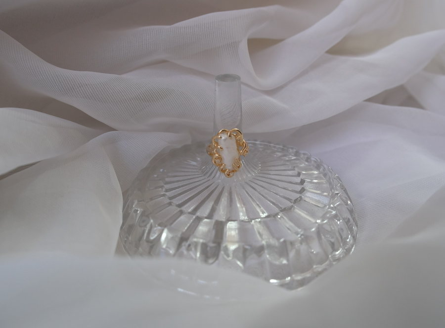 14K Baroque Pearl and Diamond Ring (4.5) - Stone Cooper