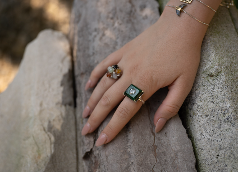 Malachite & Herkimer Earnest Ring - Stone Cooper