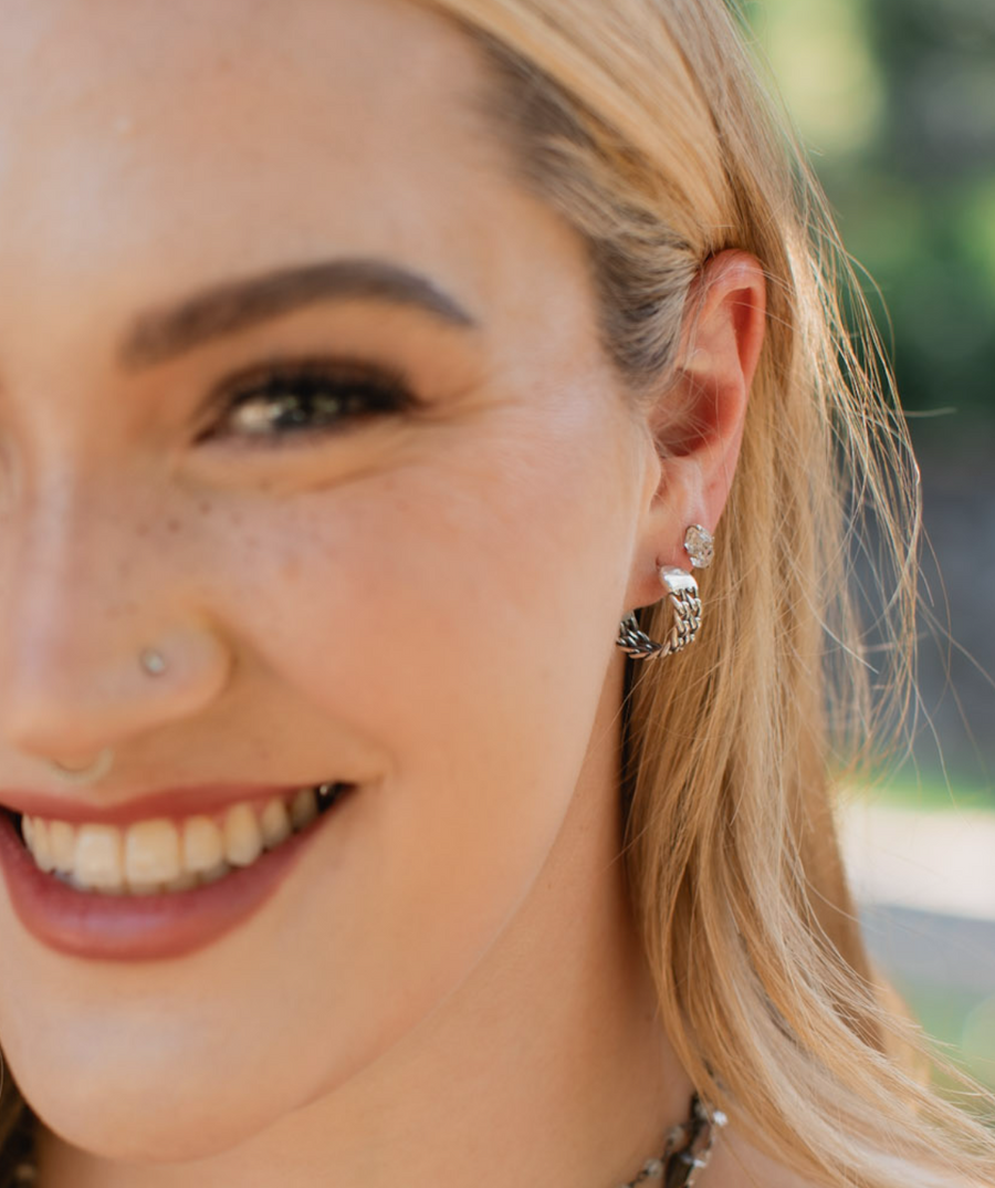 Genevieve Raw Studs - Herkimer Diamonds - Stone Cooper