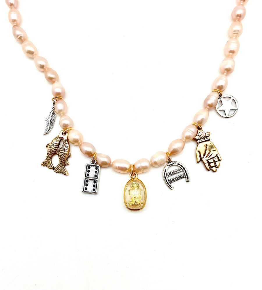 Whimsy Pearl Charm Necklace - Stone Cooper