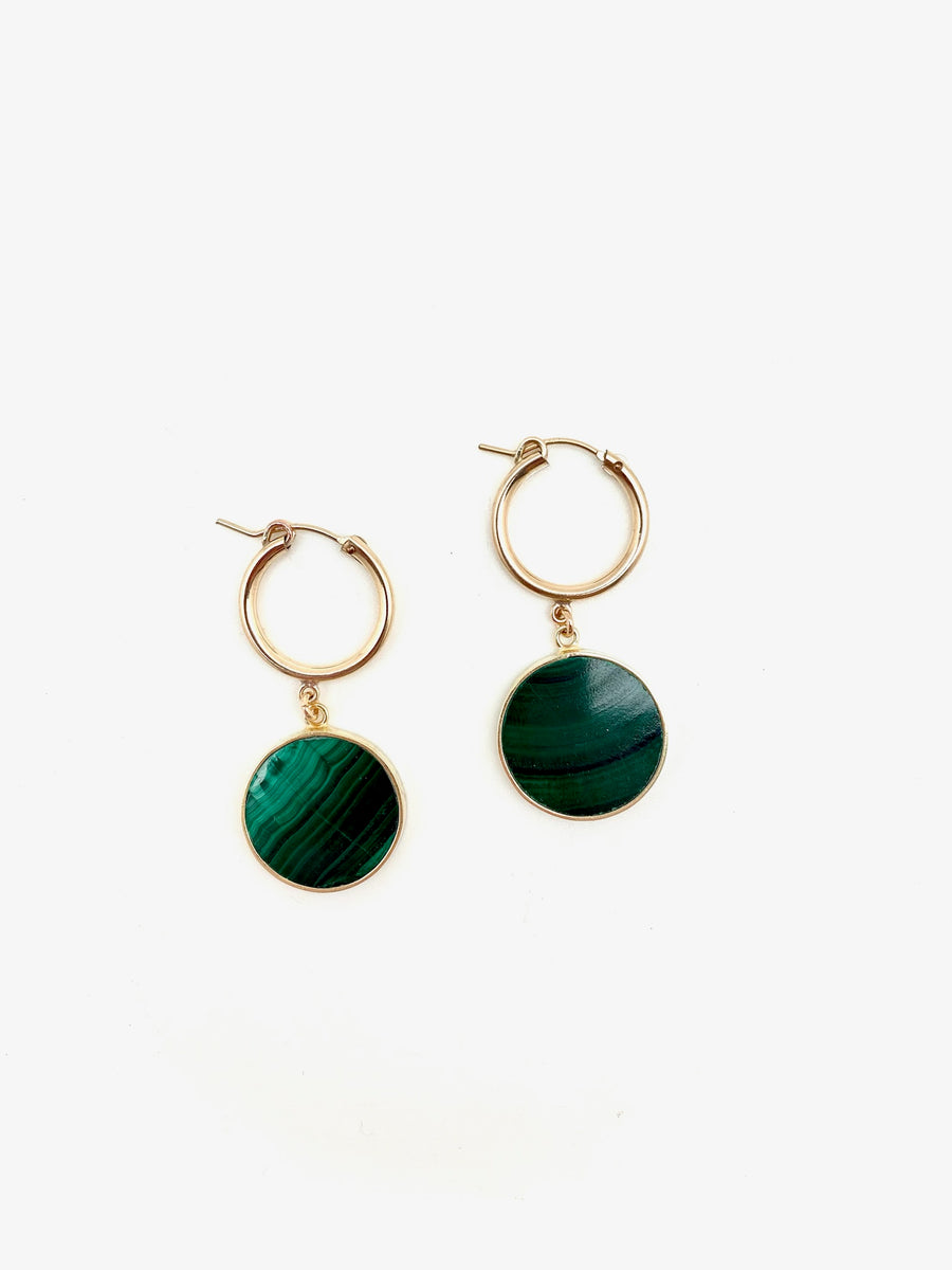 Malachite Fern Hoops - Stone Cooper