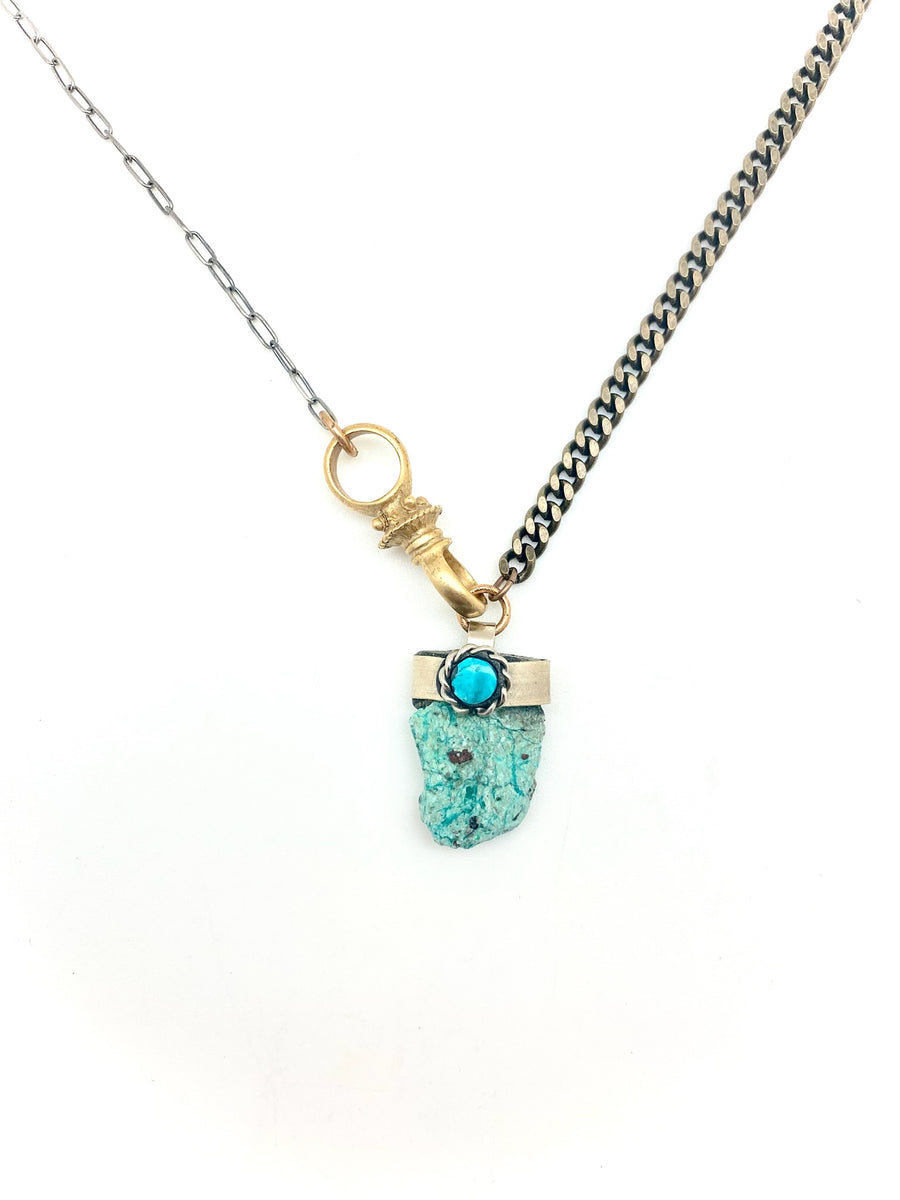 Rolling Stone Necklace: Pyrite or Turquoise - Stone Cooper