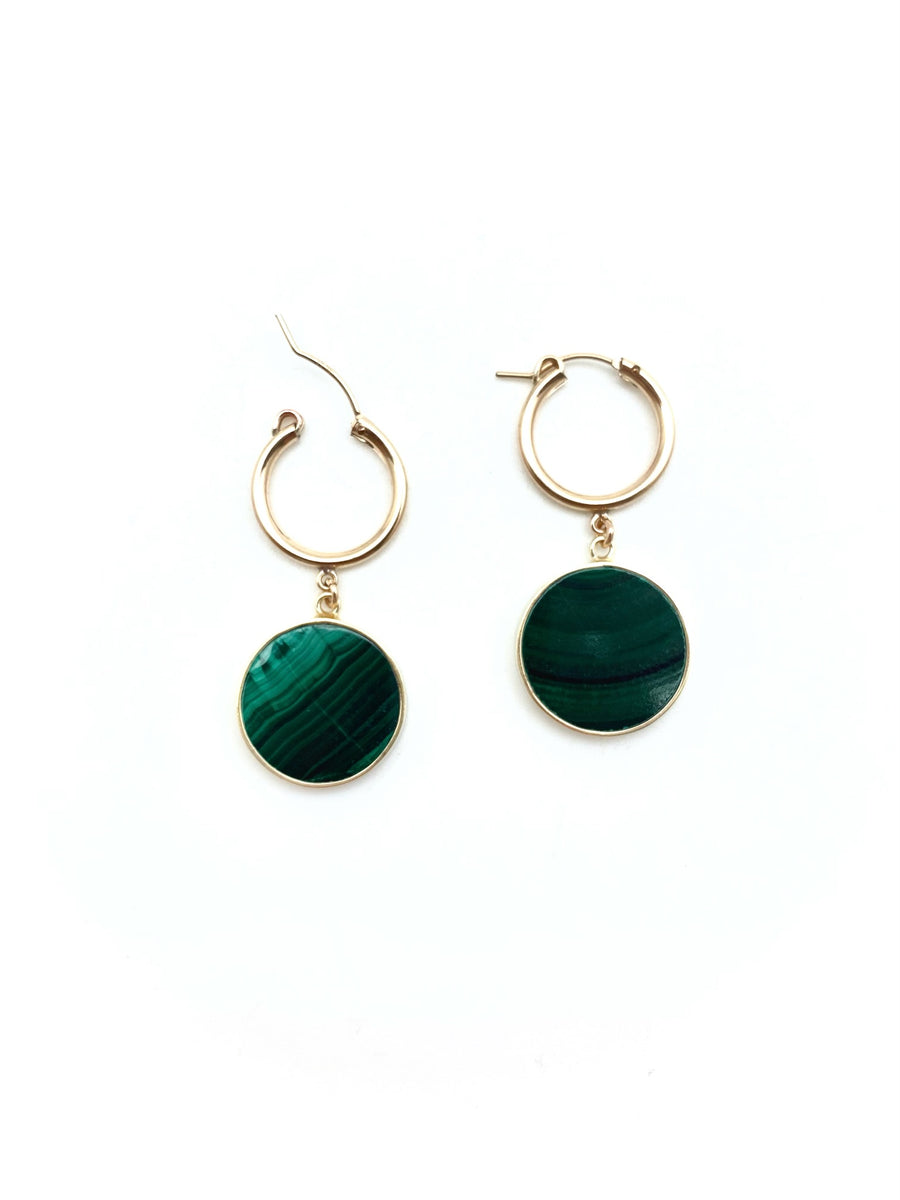 Malachite Fern Hoops - Stone Cooper