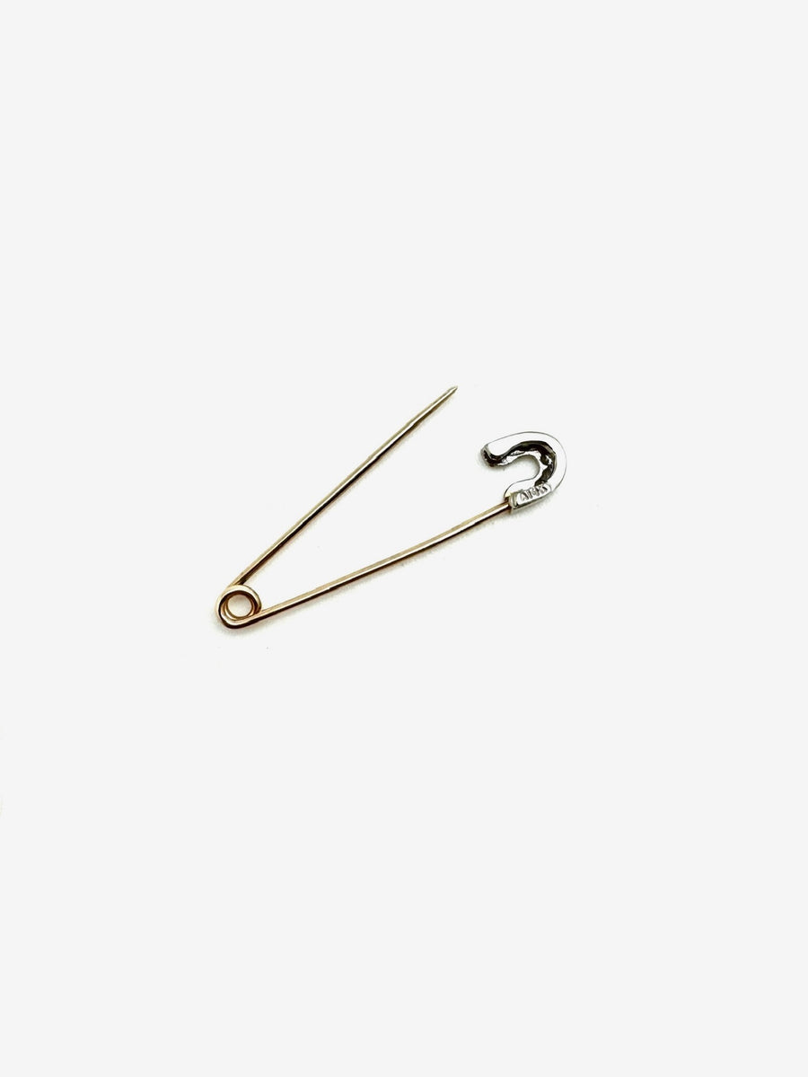 Antique 14K Gold Diamond Safety Pin Charm Holder/Link - Stone Cooper