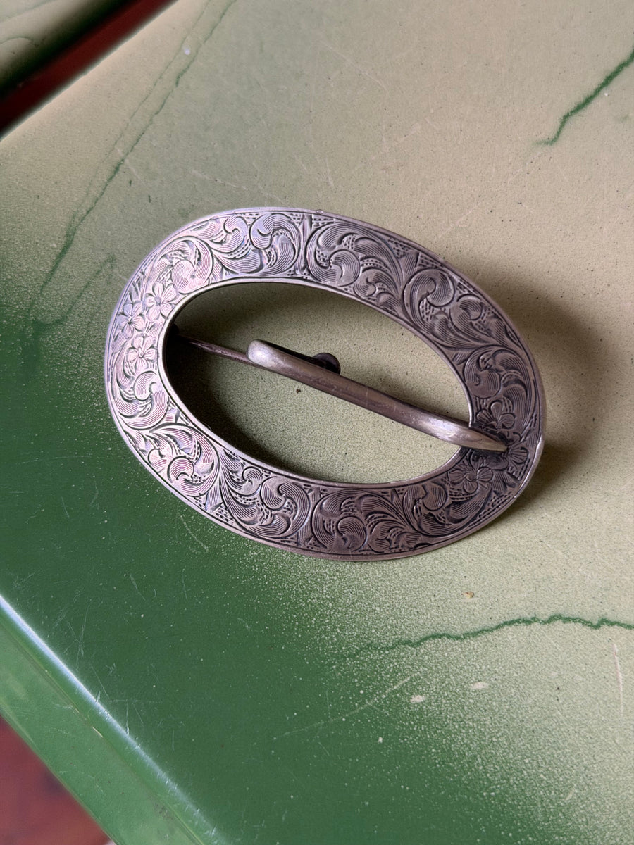 Large Vintage Sterling Buckle Brooch