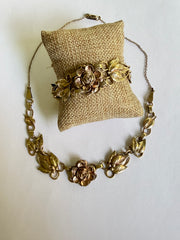 Phyllis Rose and Leaf Necklace, Bracelet Set - Stone Cooper