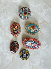 Vintage Micro-Mosaic Round Flower Medallion Brooch