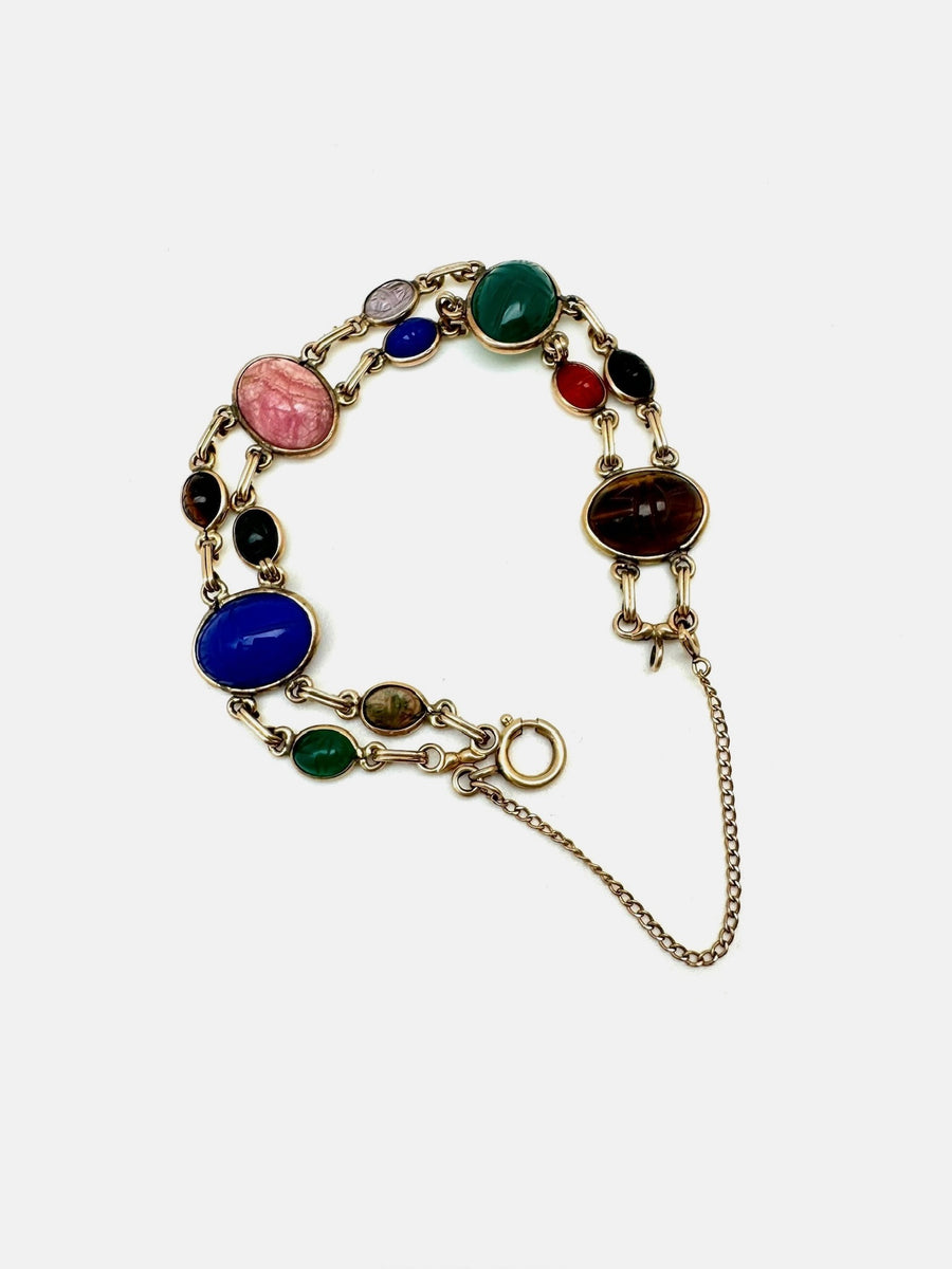 Darlene Double Strand Vintage Scarab Bracelet