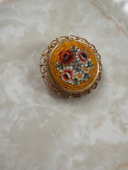 Vintage Micro-Mosaic Yellow Bouquet Brooch - Stone Cooper