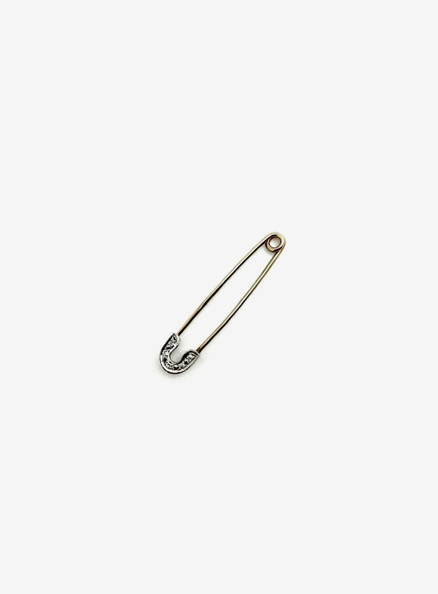 Antique 14K Gold Diamond Safety Pin Charm Holder/Link - Stone Cooper
