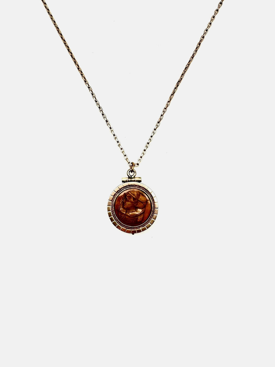 Somers Tiger's Eye Intaglio/Owl Locket Necklace