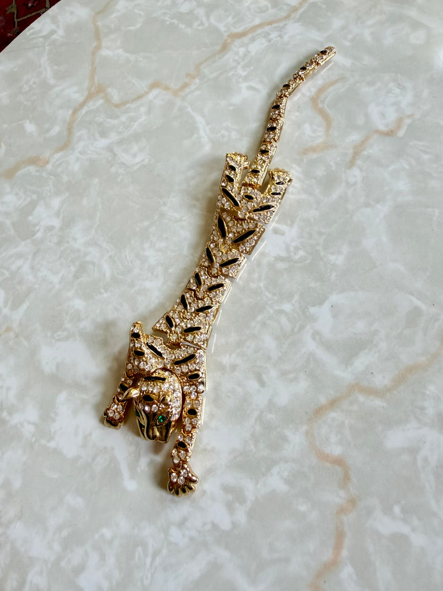 1980s Articulated Rhinestone Tiger Brooch