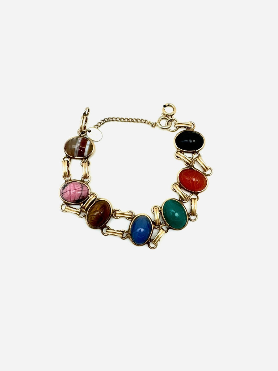 Arlene Double Strand Vintage Scarab Bracelet