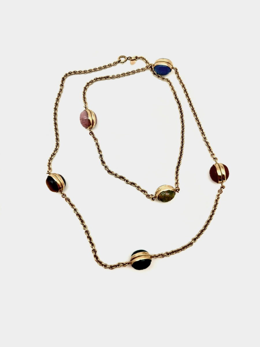 Lore Egyptian Revival 6 Stone Scarab Necklace