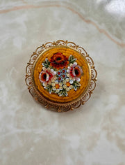 Vintage Micro-Mosaic Yellow Bouquet Brooch - Stone Cooper