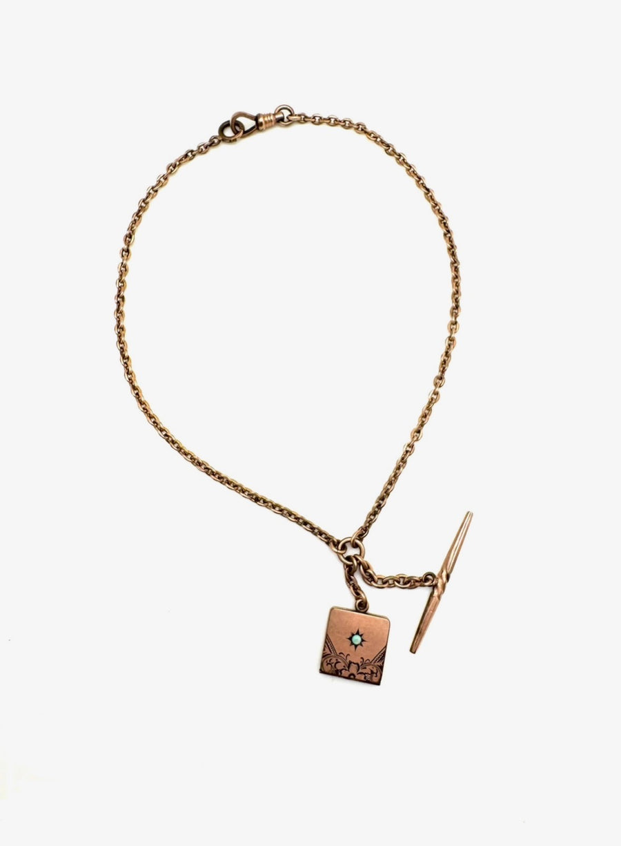 Celeste Gold-Filled T-Bar, Locket Necklace - Stone Cooper